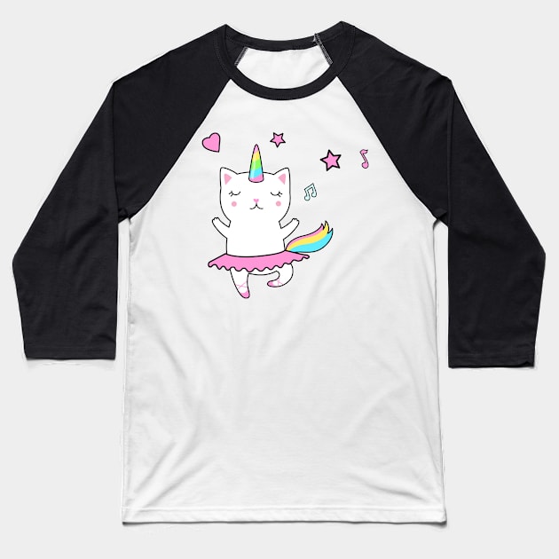 Cute loving Caticorn Ballerina Unicorn girl Baseball T-Shirt by Novelty-art